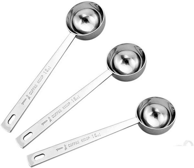 Jasni Stainless Steel 1 Tablespoon Measuring Coffee Scoop Spoon Set of 3