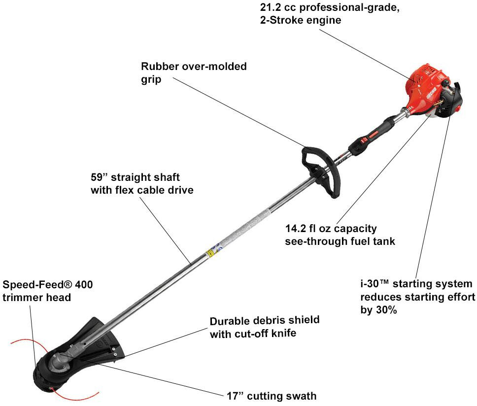 ECHO String Trimmer Straight Shaft 21.2cc Gas Powered 2-Stroke Cycle Engine