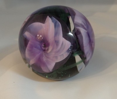 Glass Eye Studio Handcrafted Environmental Morning Glory Romance Paperweight 614