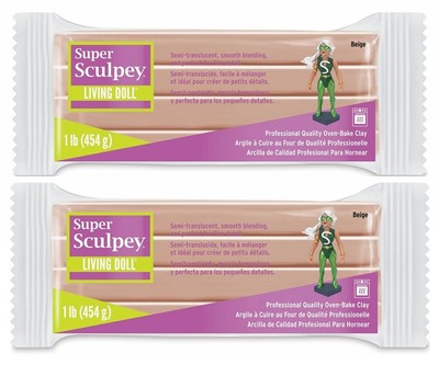 M02382x2-FS MOREZMORE 1 lb Living Doll BEIGE Polymer Clay Super Sculpey
