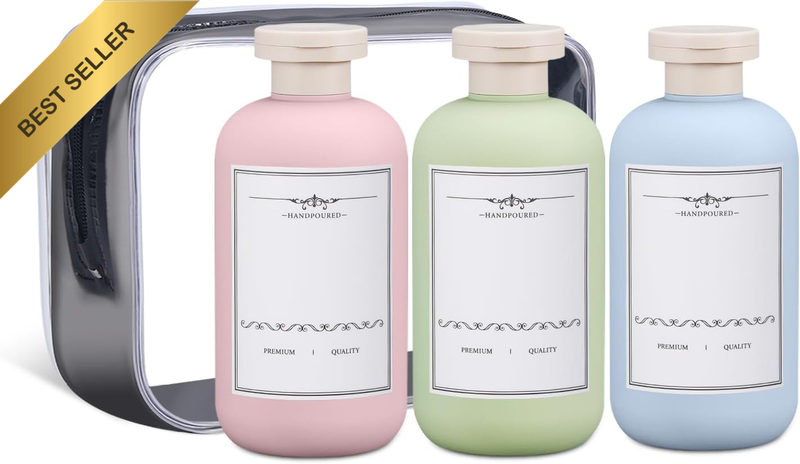 10 Oz Plastic Leak Proof Travel Bottles for Toiletries, Plastic Travel Size Cont