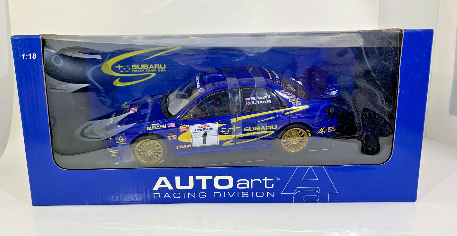 Auto Art Subaru STI SCCA Pro Rally 2001 Rally Team USA Blue Auto Art Subaru STI SCCA Pro Rally 2001 Rally Team USA Blue