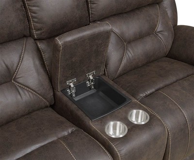 Power Recliner Loveseat in Saddle Brown [ID 3740966]