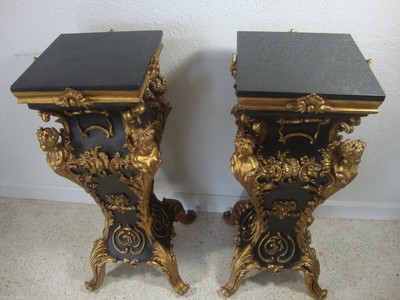 Pair Marble Top Table Pedestal Beautiful