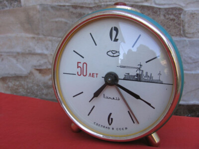 Rare Soviet vintage collectible mechanical alarm clock VITYAZ 50years USSR
