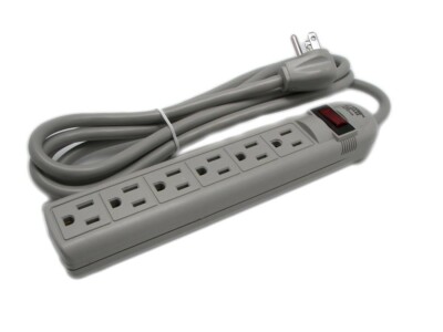 6 AC Outlet 8ft Extra Long Power Cord Power Electrical Wall Flat Type Plug Strip