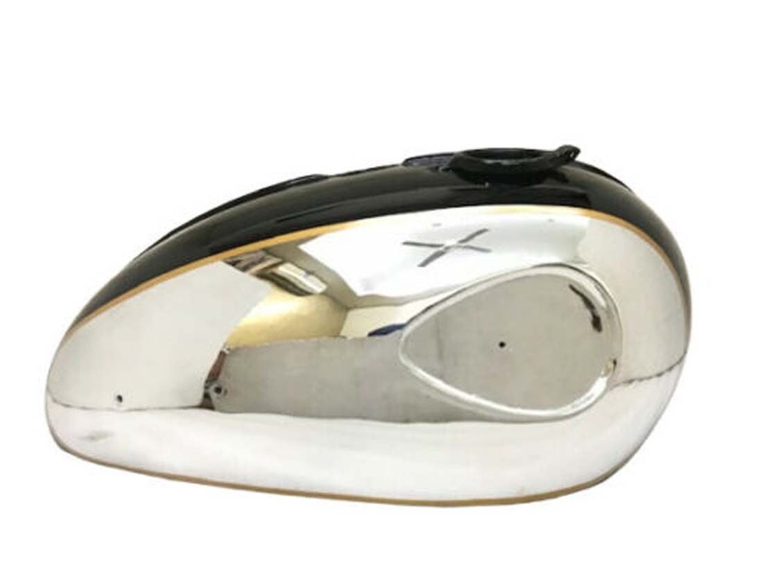 FUEL GAS TANK DUAL CARB CHROME & BLACK PAINTED FITS BSA A65 THUNDERBOLT 