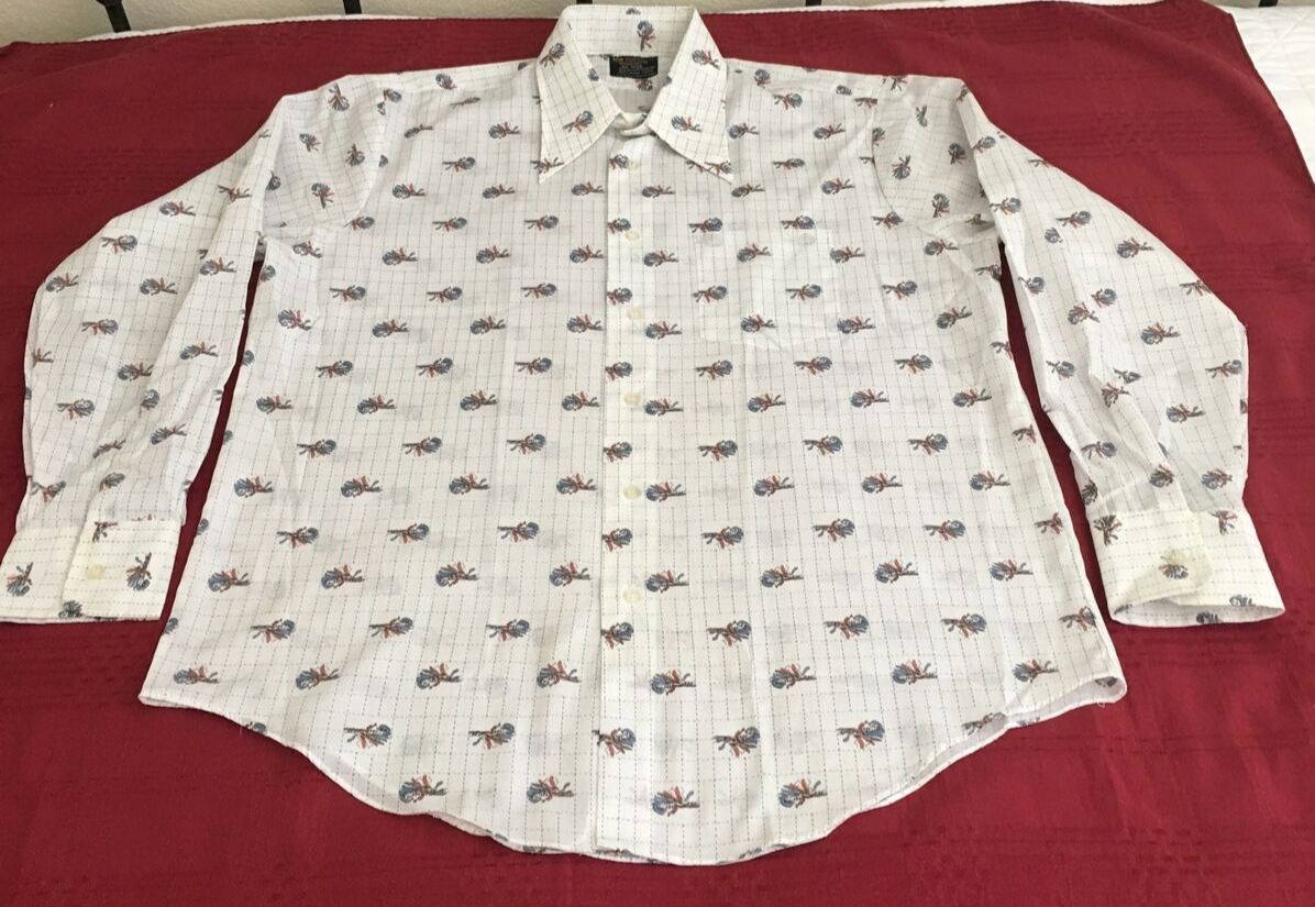 1960's Towncraft Men's Long Sleeve Casual Shirt, White w