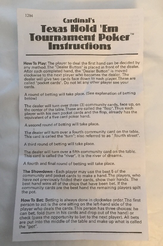 Cardinal's Professional Texas Hold'em Poker Set Metal Case...Complete