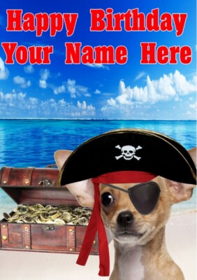 Dog Any dogs breed j603 Pirate Fun Cute Personalised a5 Happy Birthday card