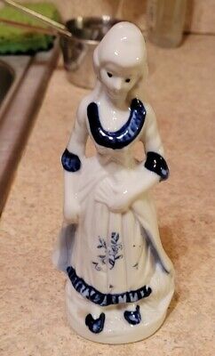 Vintage figurine Victorian Lady Hand painted China pottery