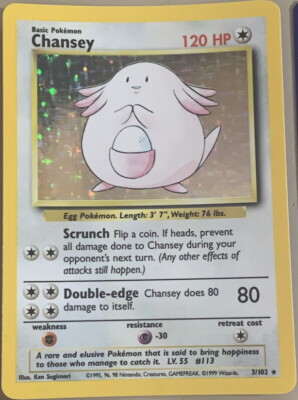 ポケモンカードゲーム Pokemon TCG Base Set 1st Edition Chansey POKEMON Card BASE Set CHANSEY #3/102 Black Star Rare Holo
