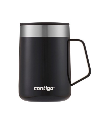 Contigo Stainless Steel Travel Mug, 14 oz, Black with Silver Lid, Splash-Proof