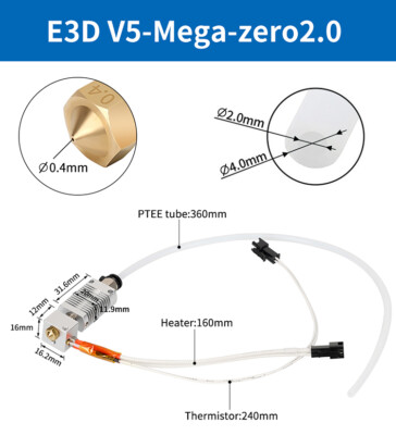 For Anycubic I3 Mega Zero 2.0 Vyper Chiron 3D Printer E3D V5 J-head Hotend Kit