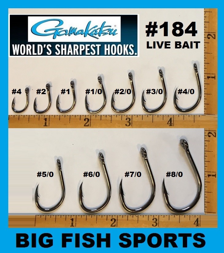 Choisissez votre taille! Gamakatsu #184 Live Bait NSB Value Pack 25 Crochets NOUVEAU