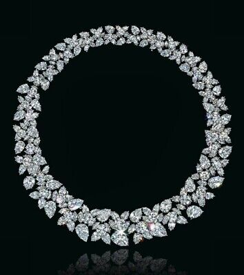 925 Sterling Silver Necklace Cubic Zirconia 1960 Inspired Iconic Cluster Wreath