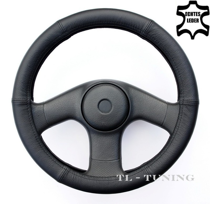 Lenkradbezug, LenkradhÃ¼Lle, Lenkradschoner Ã 35 - 37 Echtes Leder / Schwarz