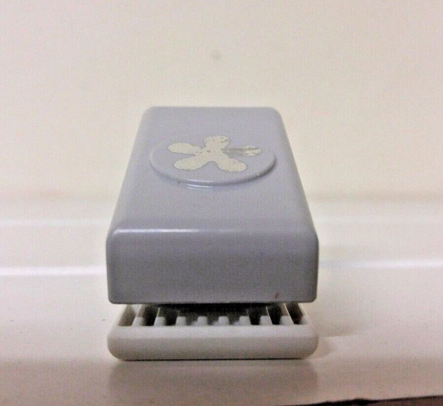 EK Success Vintage Retro Style Flower Slim Lock Down Paper Punch Gray White