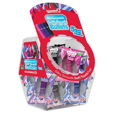 Screaming O Soft Touch Rechargeable Bullets in candy bowl-Assorted