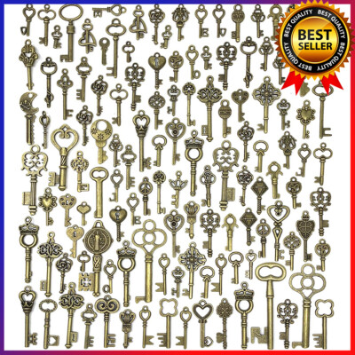 Lot Of 125 Vintage Style Antique Skeleton Furniture Cabinet Old Lock Keys Jewelr