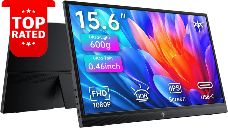 15.6 Inch Portable Monitor FHD 1080P USB-C HDMI Travel Screen Extender Black