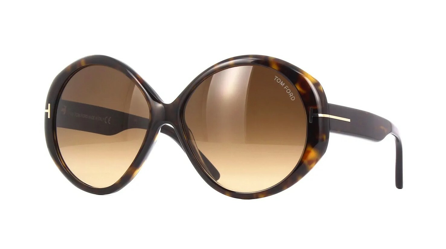 Pre-owned Tom Ford Terra Ft 0848 Dark Havana/brown Shaded (52f) Sunglasses