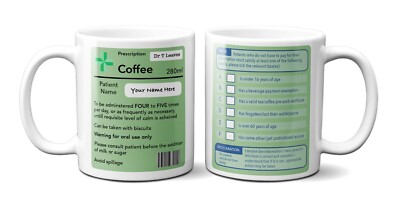 Personalised Funny Prescription Pharmacist Joke Coffee Tea Mug Gift 11oz Ceramic