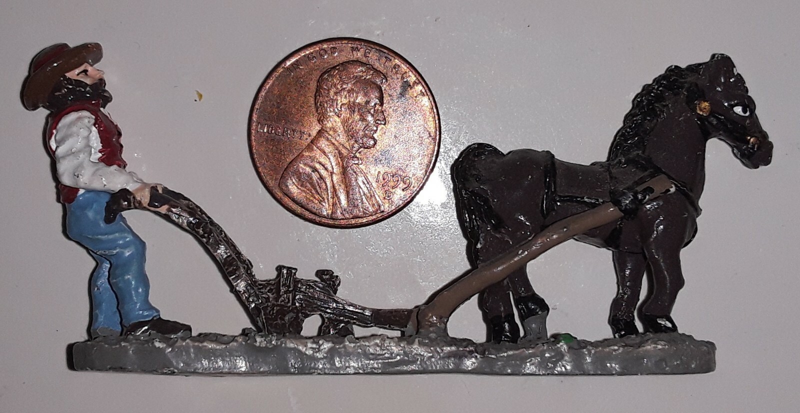 Painted Cast Metal Horse Pulling Plow 98' IRS