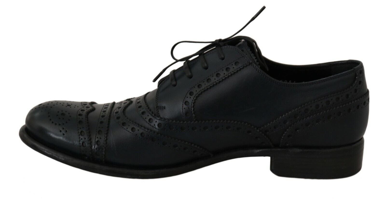 Pre-owned Dolce & Gabbana Shoes Dark Blue Leather Wingtip Oxford Dress Eu44 /us11 Rrp $960
