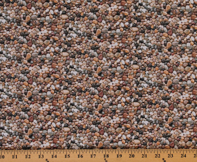 Landscaping Multi-color Rocks Stones Pebbles Cotton Fabric Print by Yard D470.23