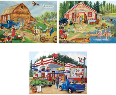 - Value Set of 3-300 Piece Jigsaw Puzzles for Adults   Americana Large Piece Jig