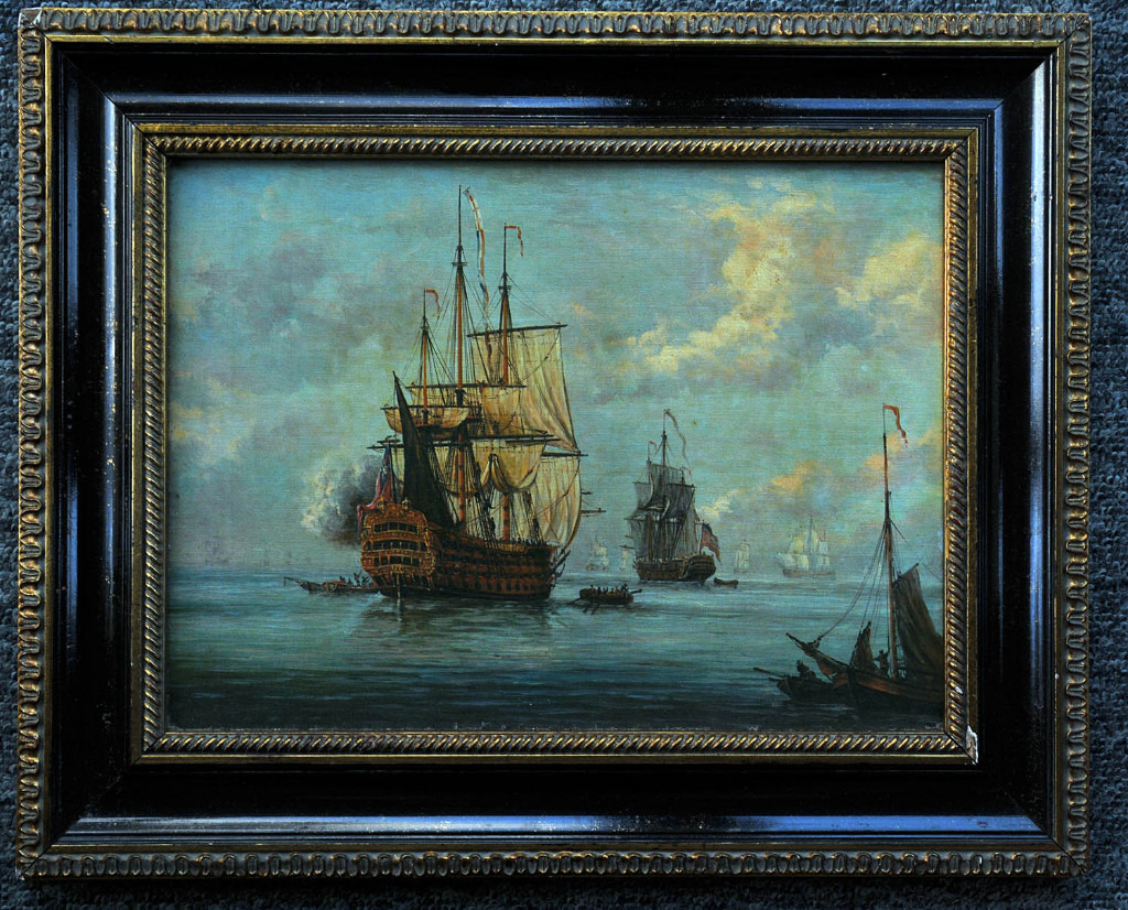 Antique oil painting depicting sailing ships | in Inverness, Highland