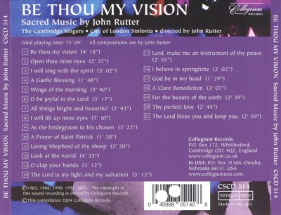 THE CAMBRIDGE SINGERS BE THOU MY VISION: SACRED MUSIC BY JOHN RUTTER NEW CD