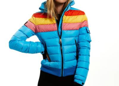 Bomber Jacket Rainbow jacket Women's rainbow jacket ski vintage 70s jacket