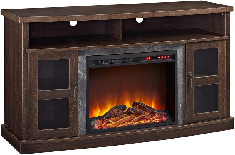 Barrow Creek Fireplace Console with Glass Doors for Tvs up t