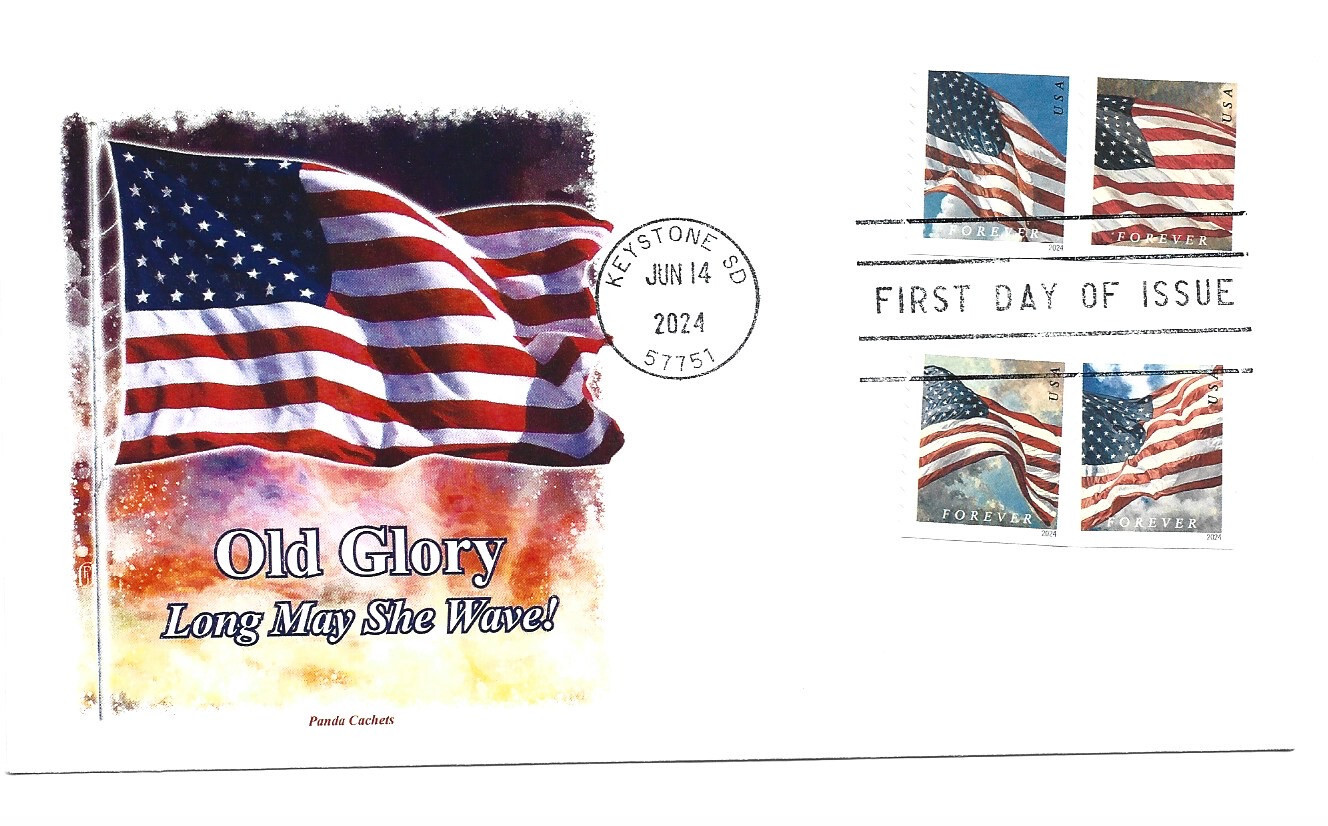 5871-74 U S Flags APU coil set of 4 on one Panda, FDC | eBay