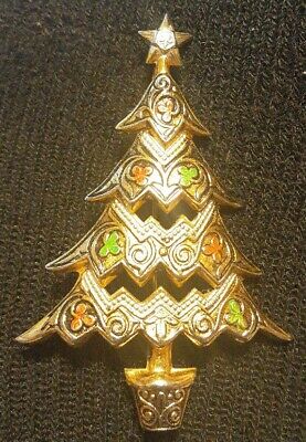 Vintage Christmas Tree Brooch Pin Spain 