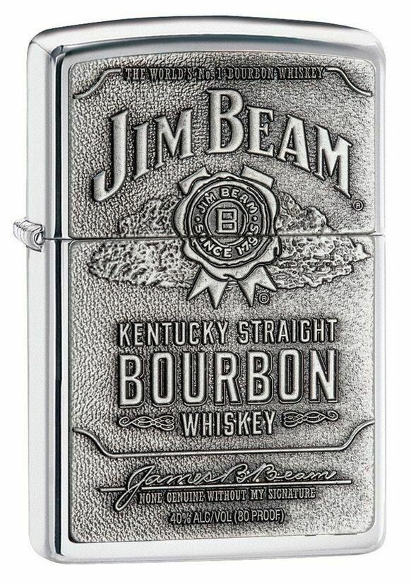 Zippo 250JB-928, хромированная зажигалка Jim Beam Kentucky Bourbon Emblem