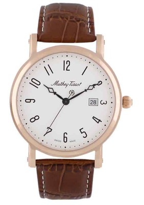 Мужские часы Mathey-Tissot City с белым циферблатом и коричневой кожей H611251PG