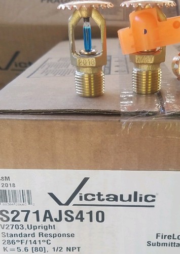 25 new Victaulic 2703 standard response 286° plain brass upright 1/2