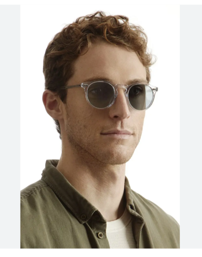 Pre-owned Oliver Peoples Gregory Peck Sun 47mm Crystal/blue Photochromic Msrp$487