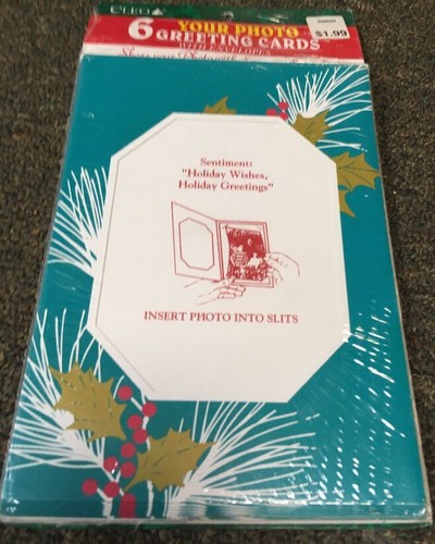New Vintage Christmas Cards CLEO Photo Greeting Cards Insert Photo 3 PackS NOS