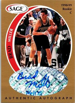 Brad Miller autographed Basketball Card 1998 SAGE Gold Rookie #A32 LE 166/175. rookie card picture