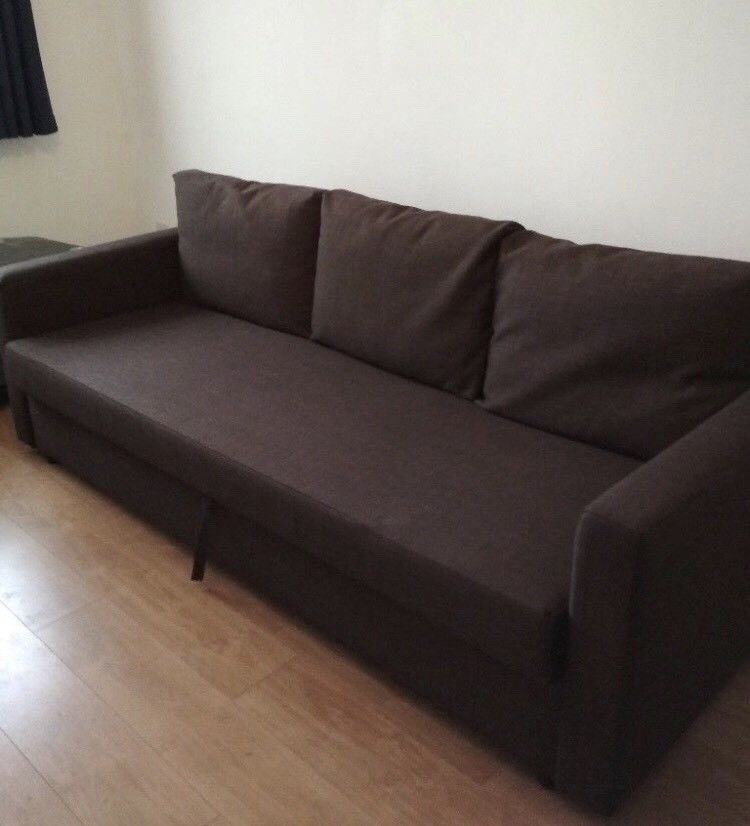 FREE DELIVERY IKEA FRIHETEN BROWN 3 SEAT SOFA BED GREAT CONDITION in