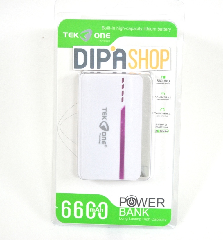 Batteria Esterna Power Bank Portatile TekOne 6600mah Smartphone Tablet Rosa hsb