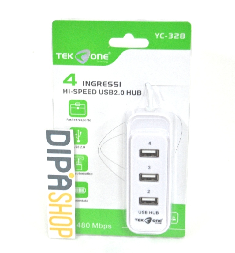 Hub Sdoppiatore Usb TeKone YC-328 4 Porte Usb 2.0 480Mbps Pc Notebook hsb