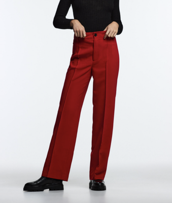 ZARA NEW WOMAN FULL LENGTH FRANCOISE PANTS Straight leg RED 9244/103 XS