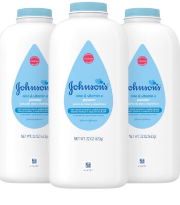 Johnsons Baby Powder Aloe Vitamin E Pure Cornstarch Hypoallergenic 22 Oz 3 Pack
