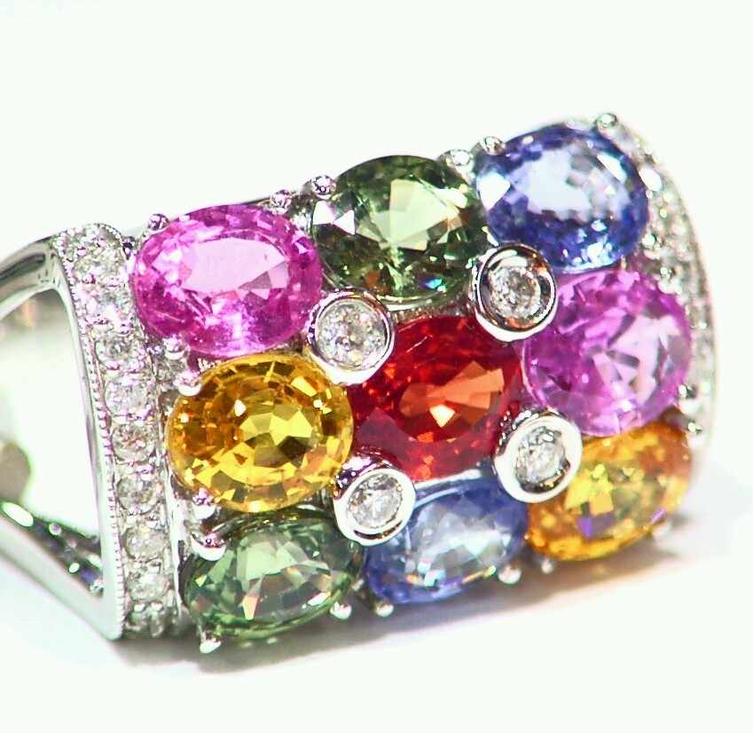 7.71CT 18K Gold Natural White Diamond Sapphire Vintage Halo Engagement Ring Deco