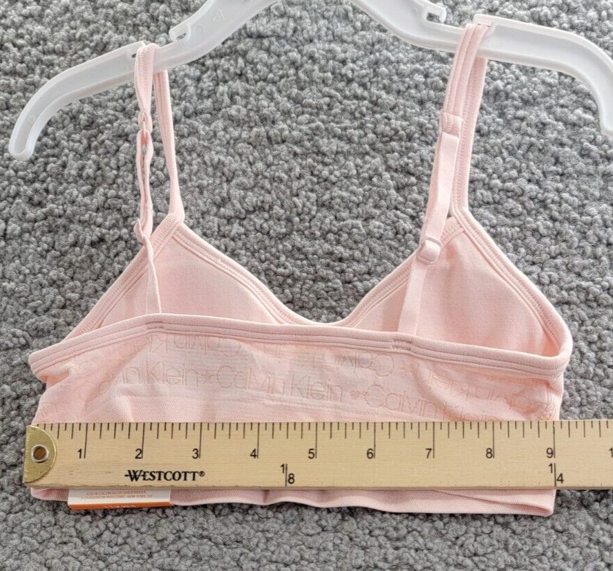 Calvin Klein Seamless Crop Bra Girls S (6/6X) Icon Logo Pink Adjustable Straps - Picture 11 of 16